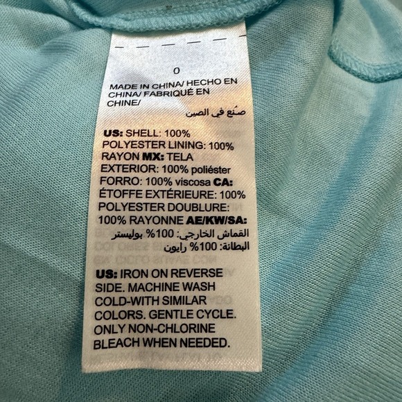 Chicos 0 Size Small Top Shirt Blue Solid Flared Sheer 3/4 Sleeve Scoop Neck - Picture 7 of 7